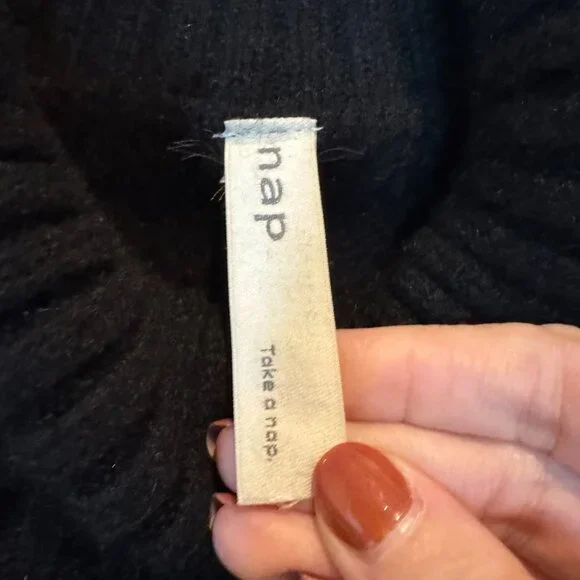 NAP Yak Wool Blend Black Turtleneck Sweater Cozy Luxury Knit Women's - Picture 4 of 7